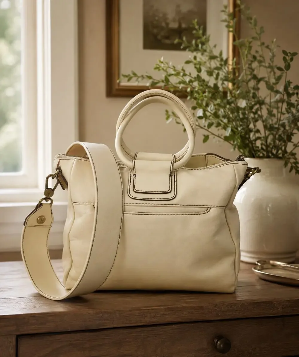 HOBO Vintage Hide Collection Sheila Premium Leather Satchel Bag Butter Yellow
